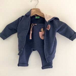 Mon Coeur Blue Baby Hoodie and Pants Set